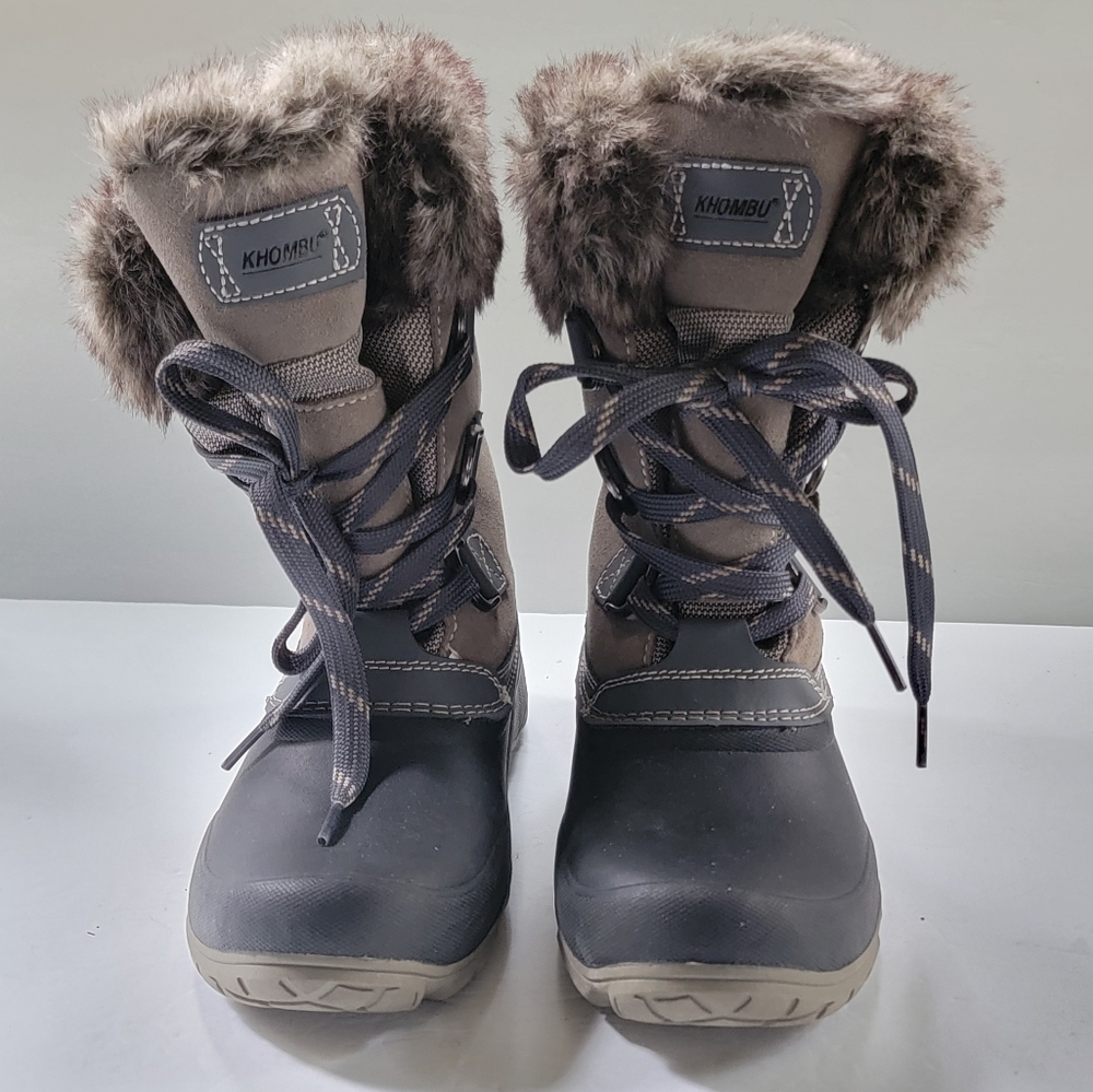 Khombu womens "The Slope" size 7m insulated snow boots fur lined water resistant